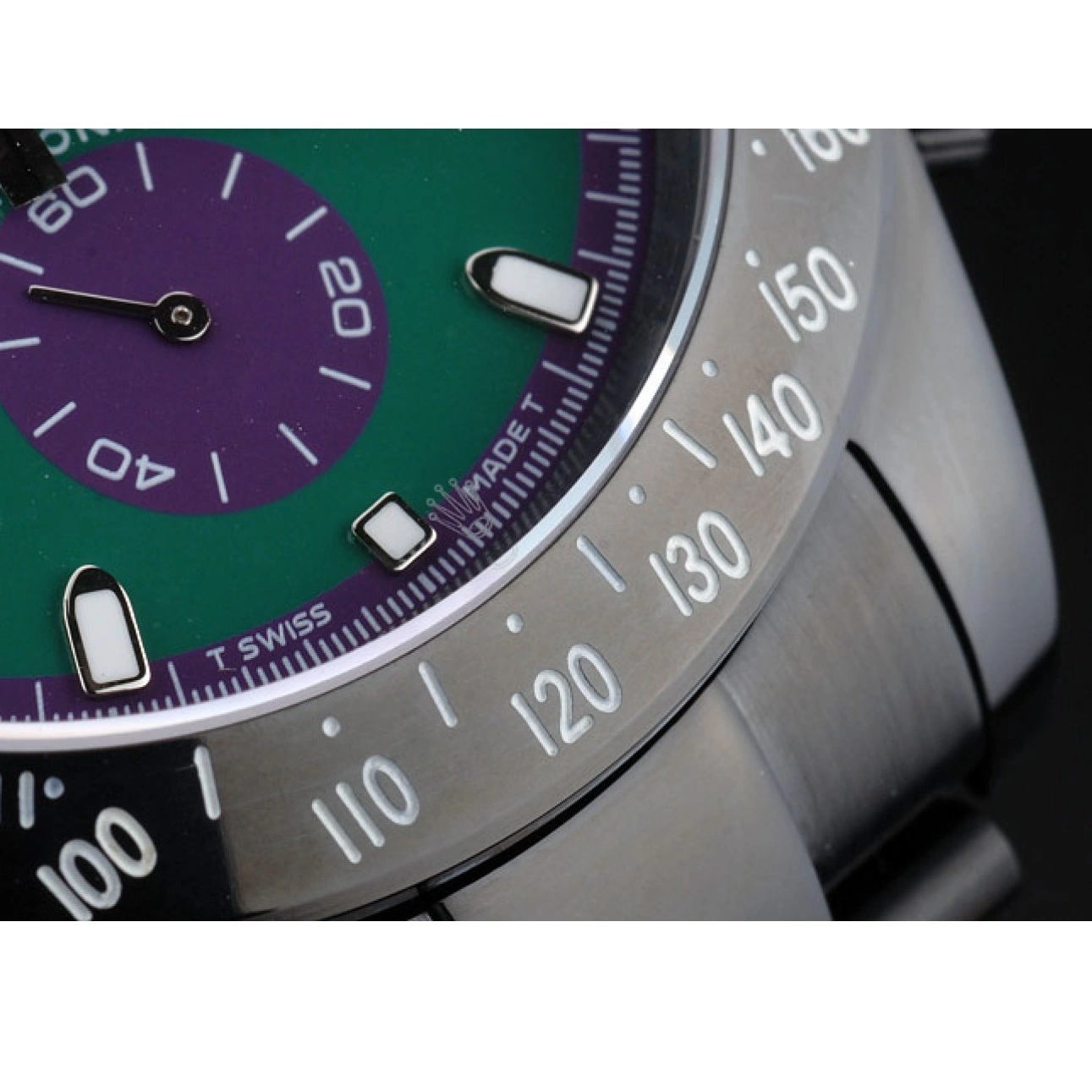 Aaa replica Plated Steel Daytona Stainless 80246 Black Rolex Ion Black Tachymeter Green Strap Dial 0710